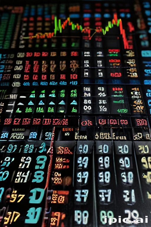 Colorful Display of Stock Market Data with Graphs and Numbers