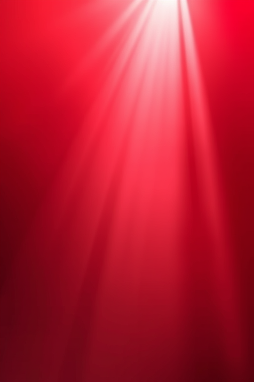 Create an abstract image with soft red gradients and dynamic rays of light, captured using a DSLR camera, f/2.8 aperture, 1/125 shutter speed, ISO 200, shot from a wide-angle view to enhance depth and detail.