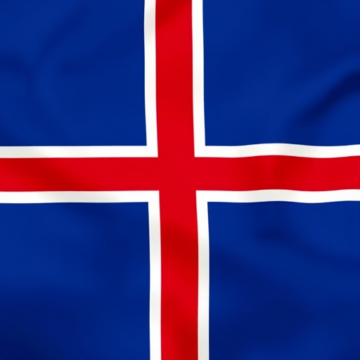 flag of Iceland, high resolution, shot with a DSLR camera, f/8 aperture, ISO 100, 50mm lens, natural light, centered composition