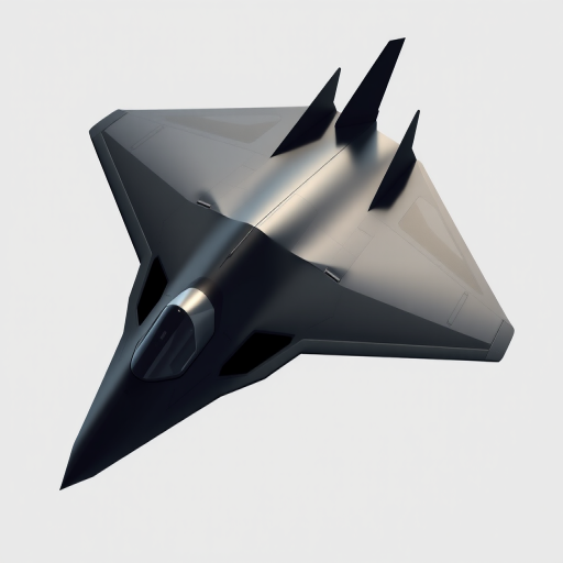 Create a high-resolution digital illustration of a sleek, modern aircraft similar to a stealth jet, side view, with a matte black finish, sharp angles, and minimal detailing, captured using a DSLR camera with a 50mm lens at f/8 aperture, ISO 100, 1/250s shutter speed, in daylight conditions to enhance clarity and reduce noise.