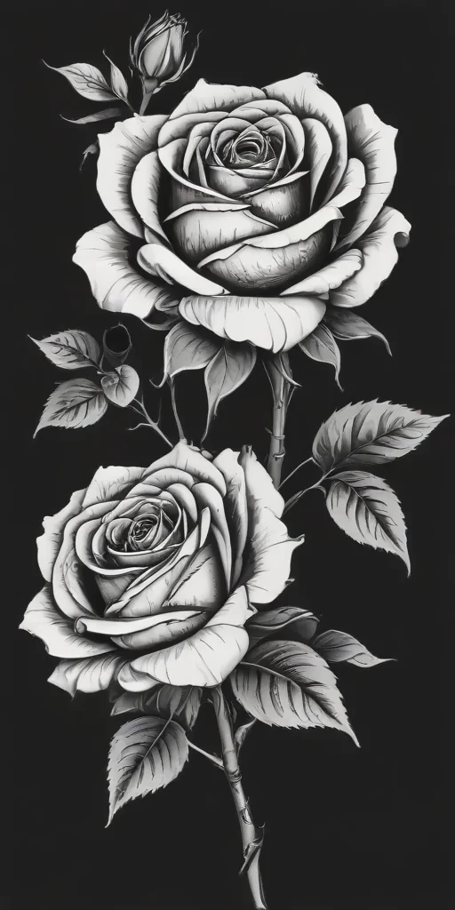 roses clipart black and white
