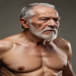 shirtless old men
