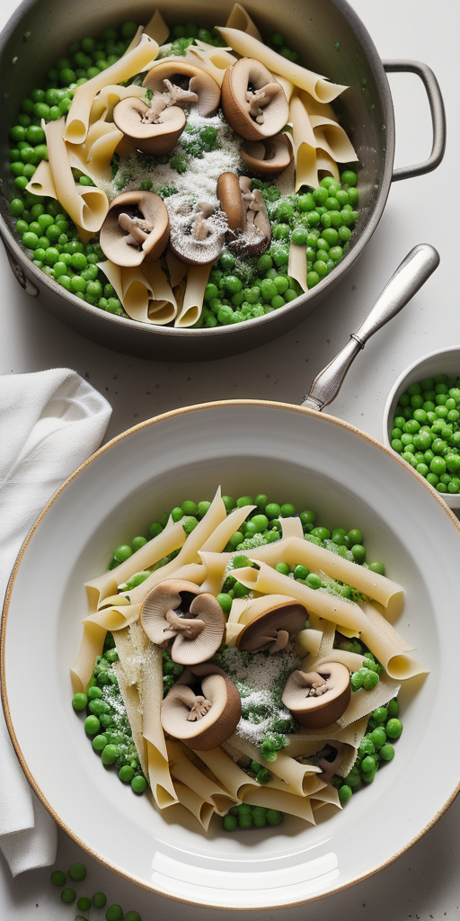pasta with mushrooms and peas