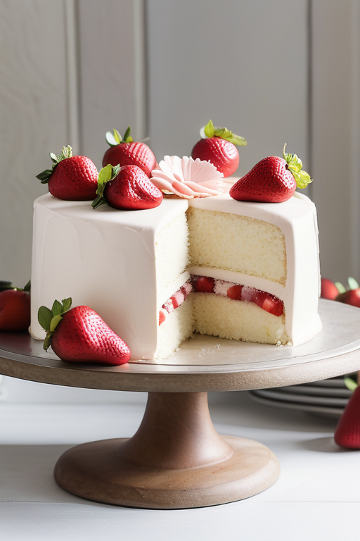 white cake with strawberry filling
