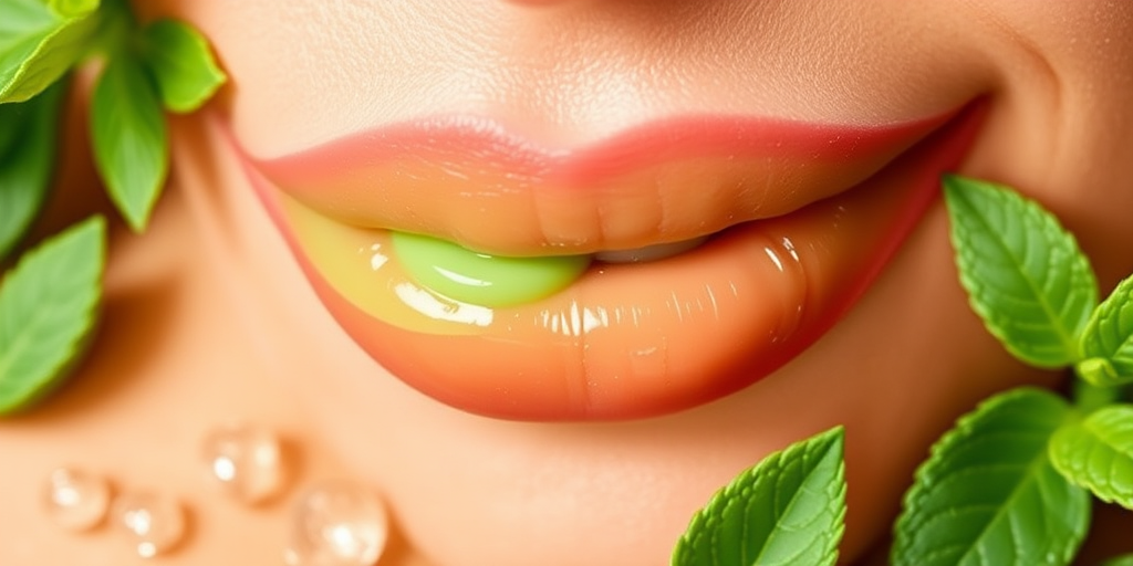Refreshing "Mint Julep" lip balm hydrates and plumps lips with a subtle green tint and cooling sensation, featuring nourishing ingredients for a healthy pout