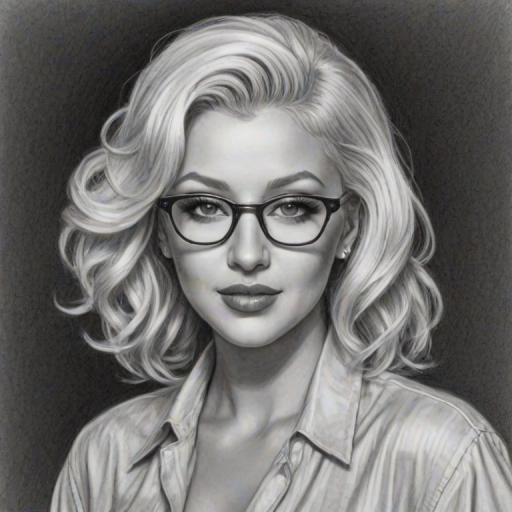 Lovely Christina Aguilera, pencil sketch, portrait of Captivating woman 1947s in glasses, hair style beatnik, outline, clear lines, fine lines, 8k