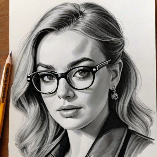 Ravishing Lindsay Lohan, pencil sketch, portrait of Attractive woman 1939s in glasses, hair style beatnik, outline, clear lines, fine lines, 8k