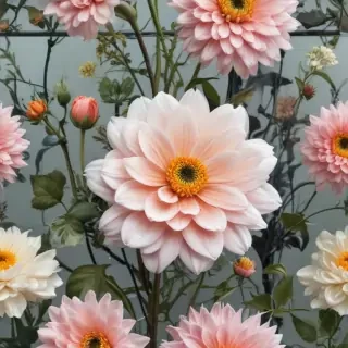 flowers behind glass wallpaper