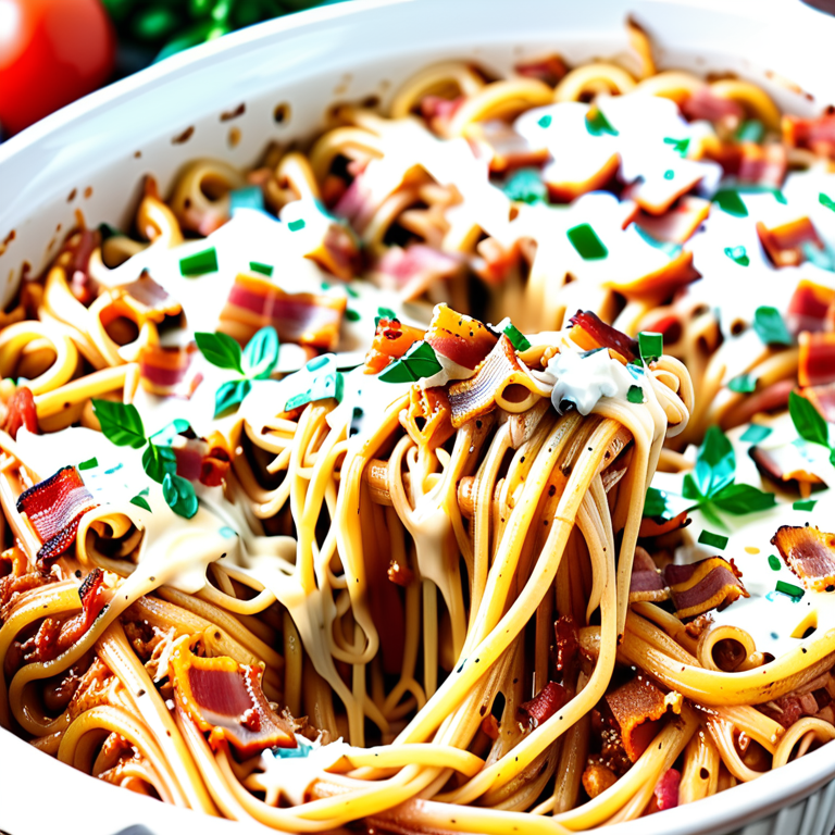 bacon cream cheese baked spaghetti