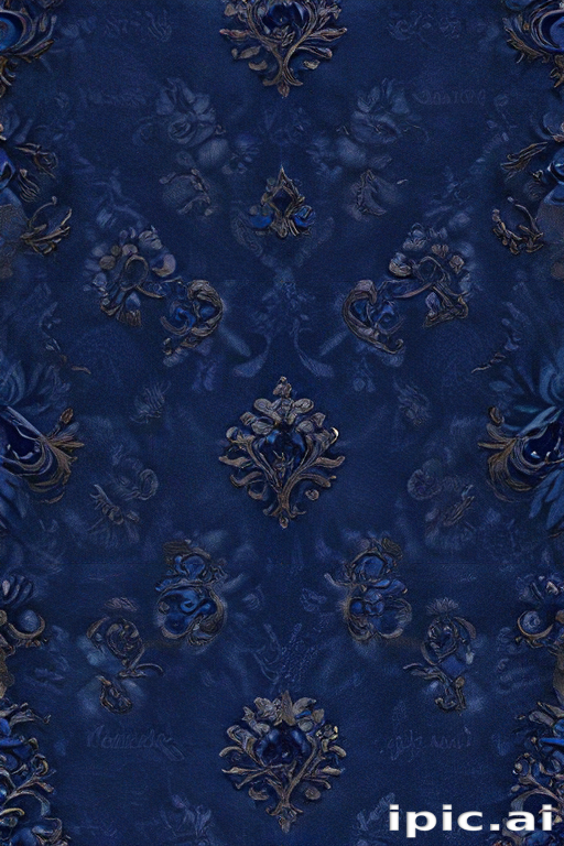 Elegant Blue Floral Pattern with Intricate Designs and Textured Background