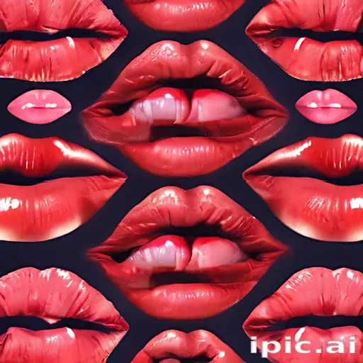 Lips Theme An Artistic Collage of Luscious Red Lips in Various Expressions and Styles