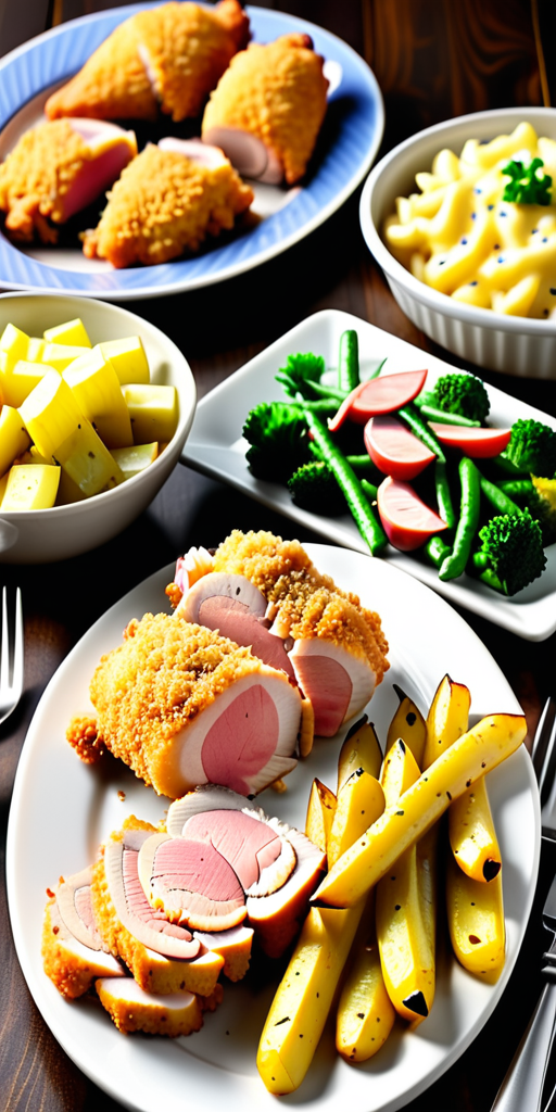 chicken cordon bleu and side dishes