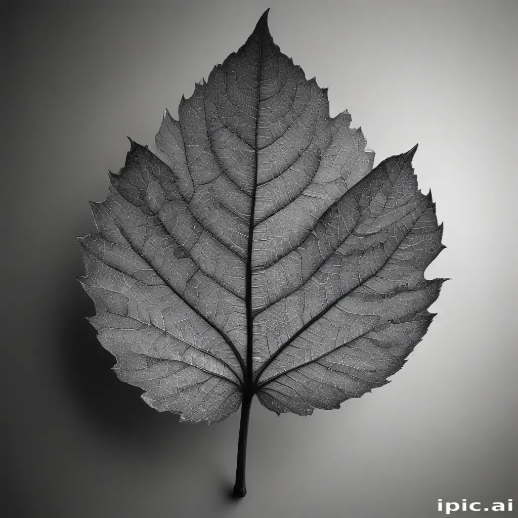 leaf in black and white