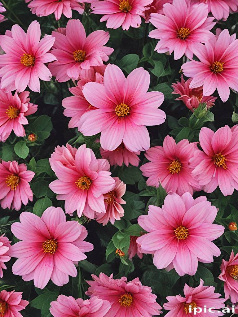 A Lush Display of Vibrant Pink Flowers in Full Bloom in Nature.