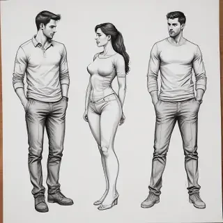 couple drawing poses