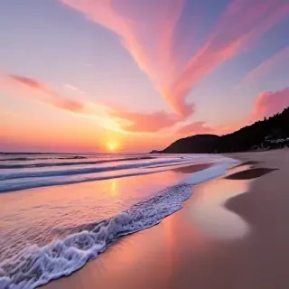 pink beach sunset
