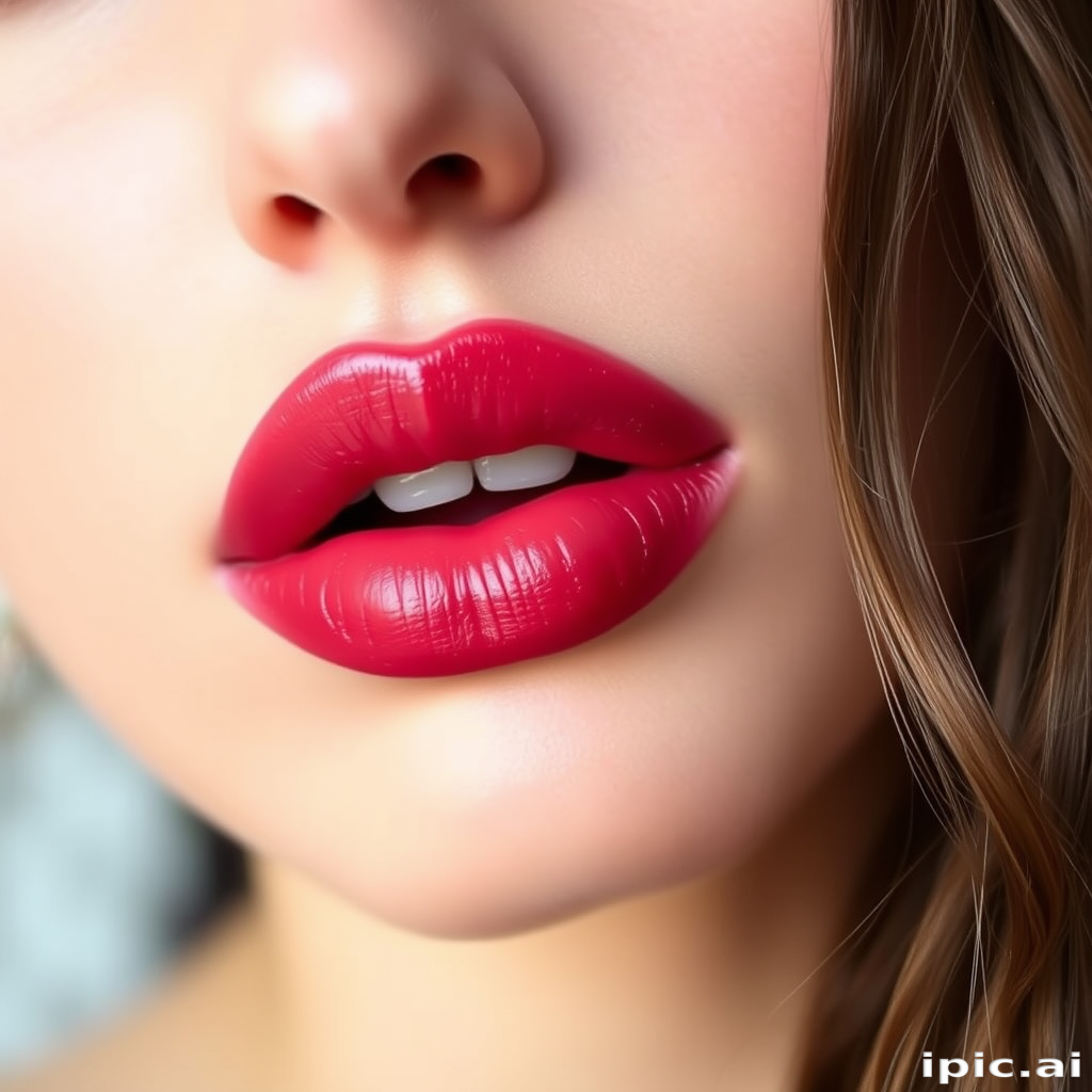 Enchanting woman lips with a gradient ombre effect, transitioning from pale pink to deep berry, creating depth and dimension, expertly blended