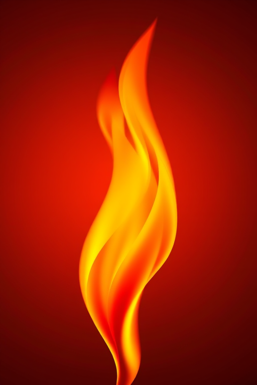 Create an abstract image of a colorful flame with gradients of orange, yellow, and red against a smooth gradient background, using a DSLR camera with a 50mm lens, aperture f/1.8, ISO 100, shot from a straight-on view to enhance clarity and detail.