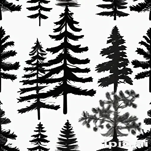 black and white pine tree clip art