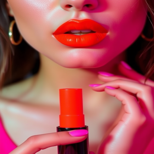 Daring "Electric Tangerine" neon lip stain with transfer-resistant technology, ultra-bright orange hue that lasts all day, making a bold fashion statement