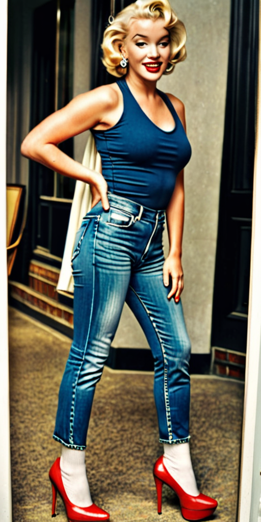 marilyn monroe ponytail cutoff jeans