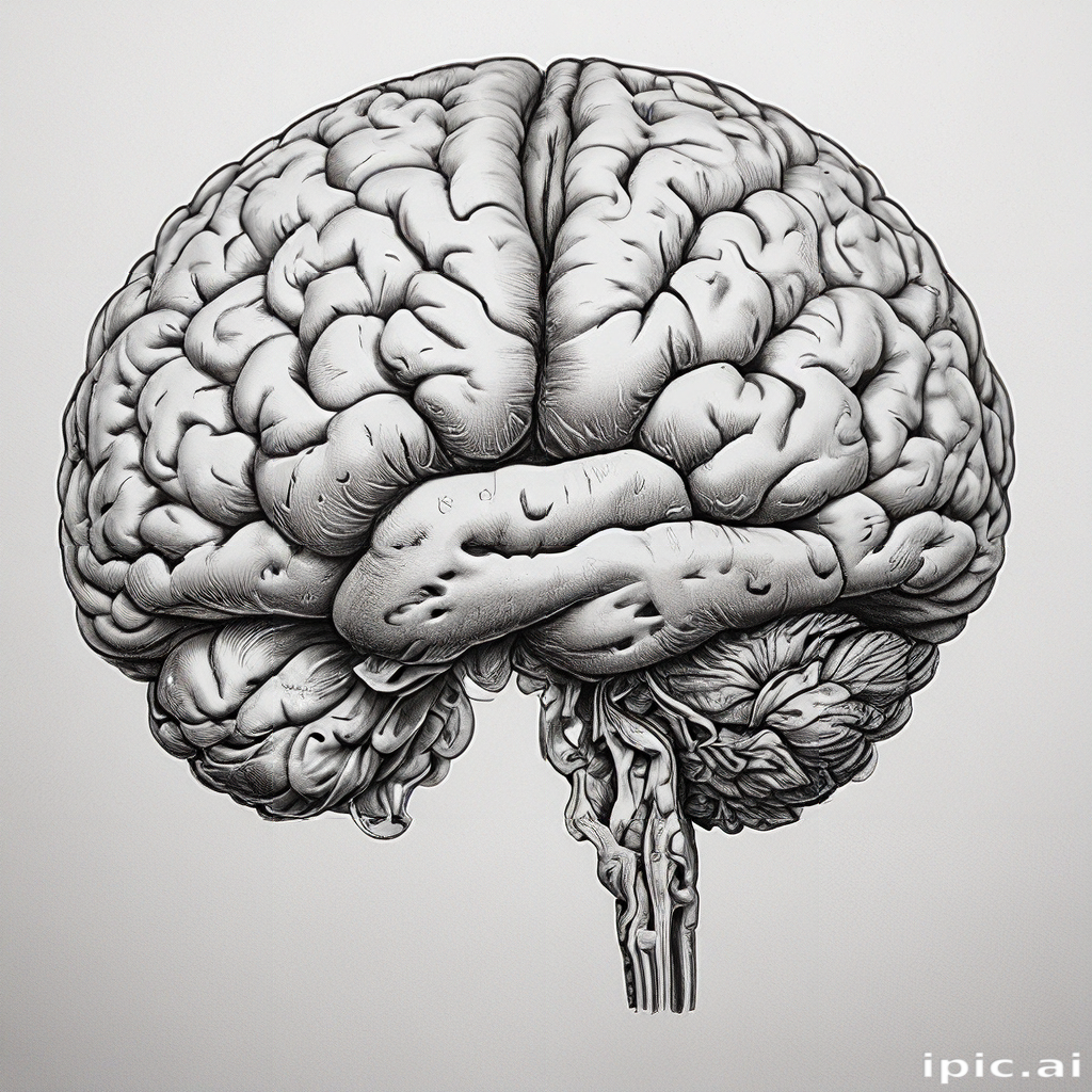 Intricate Illustration of a Human Brain Showcasing Detailed Anatomical ...
