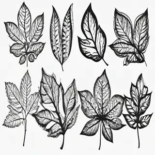 leaves clip art black and white