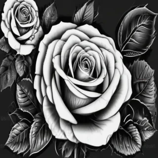 roses clipart black and white