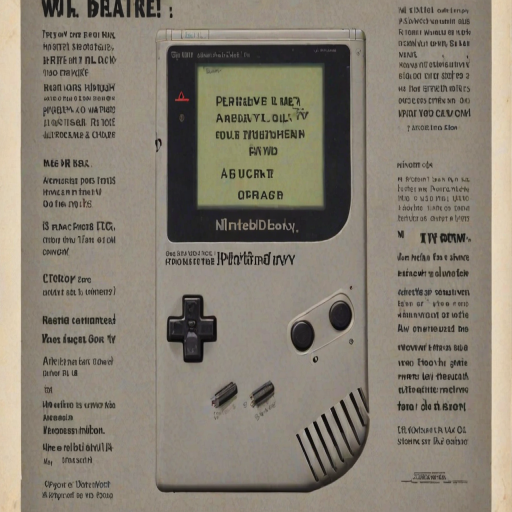 ww2proplora, An old propaganda poster featuring an original grey Nintendo Game Boy. Bold text reads