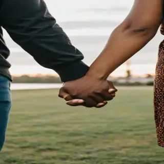 black couple holding hands