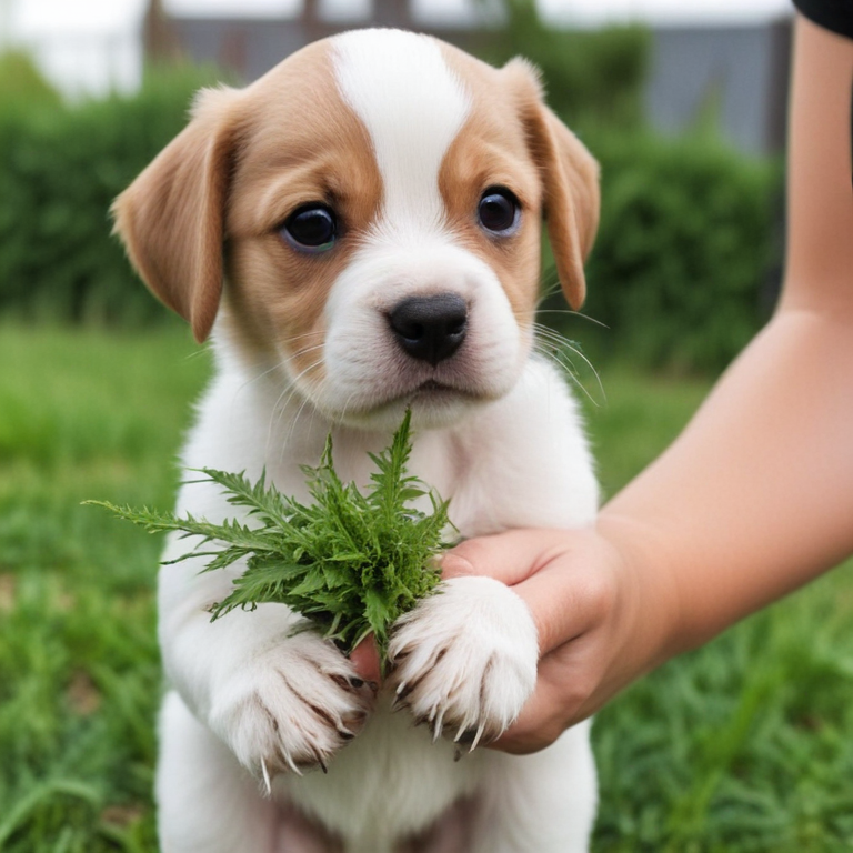 Puppy holding weed - Puppy Eating Weeds On Walks