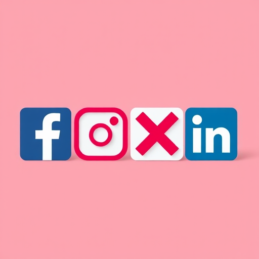 Create a high-resolution vector image of four social media logos (Facebook, Instagram, X, LinkedIn) arranged in a straight line with a minimalist design, front view, 50mm lens, f/2.8 aperture, ISO 100, bright lighting for clarity and sharpness.