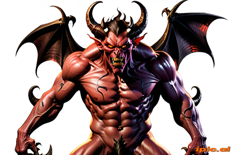 Powerful Demon With Majestic Wings and Fierce Expression Ready to Conquer