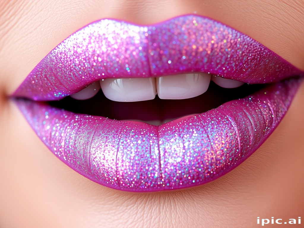 Iridescent lip powder dubbed "Fairy Dust," transforming any lip color with a magical, shimmering veil of sparkle