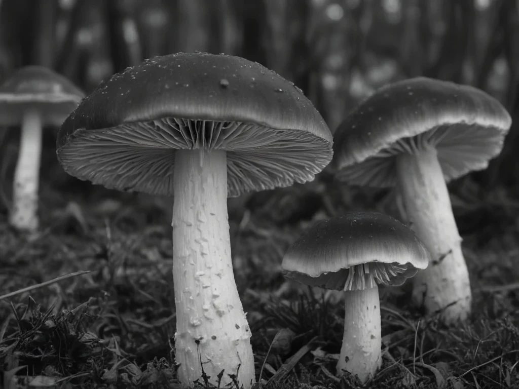 mushroom black and white