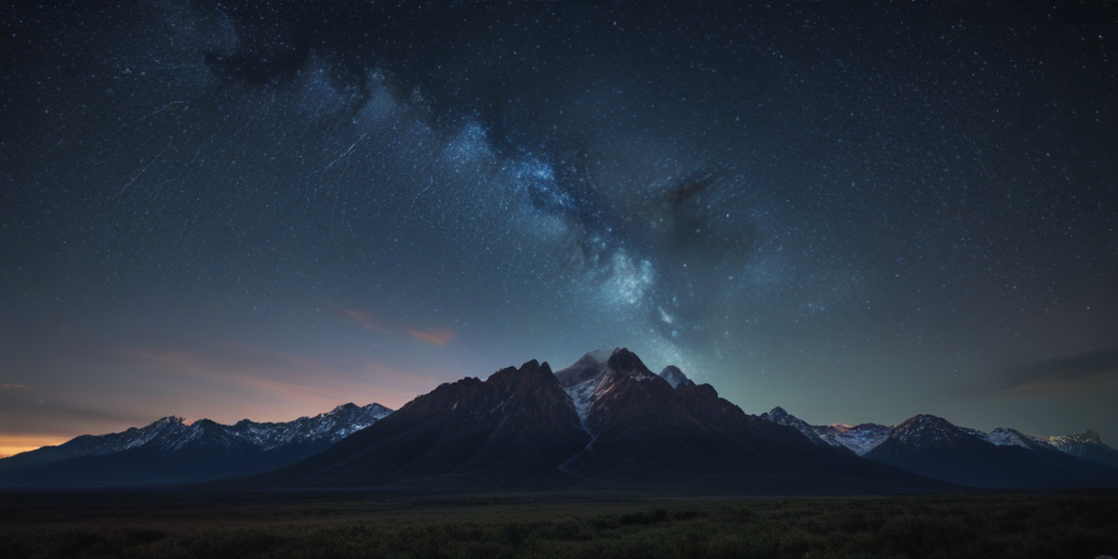 Majestic Night Sky Over Mountain Range Illuminated by Stars and Milky Way