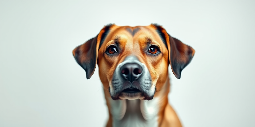 Create a low-poly stylized portrait of a dog with a smooth gradient background, using a 50mm lens, aperture f/2.8, ISO 100, in a soft focus photographic style, digital camera.