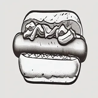 hot dog clipart black and white