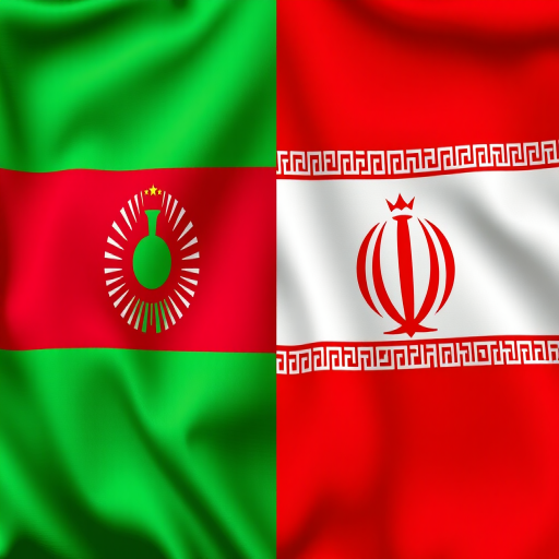 Create a high-resolution digital illustration of the flags of Tajikistan and Iran side by side, using a DSLR camera with a 50mm lens, aperture set to f/8, ISO 100, and a slightly elevated angle to capture vibrant colors and details in a well-lit environment.