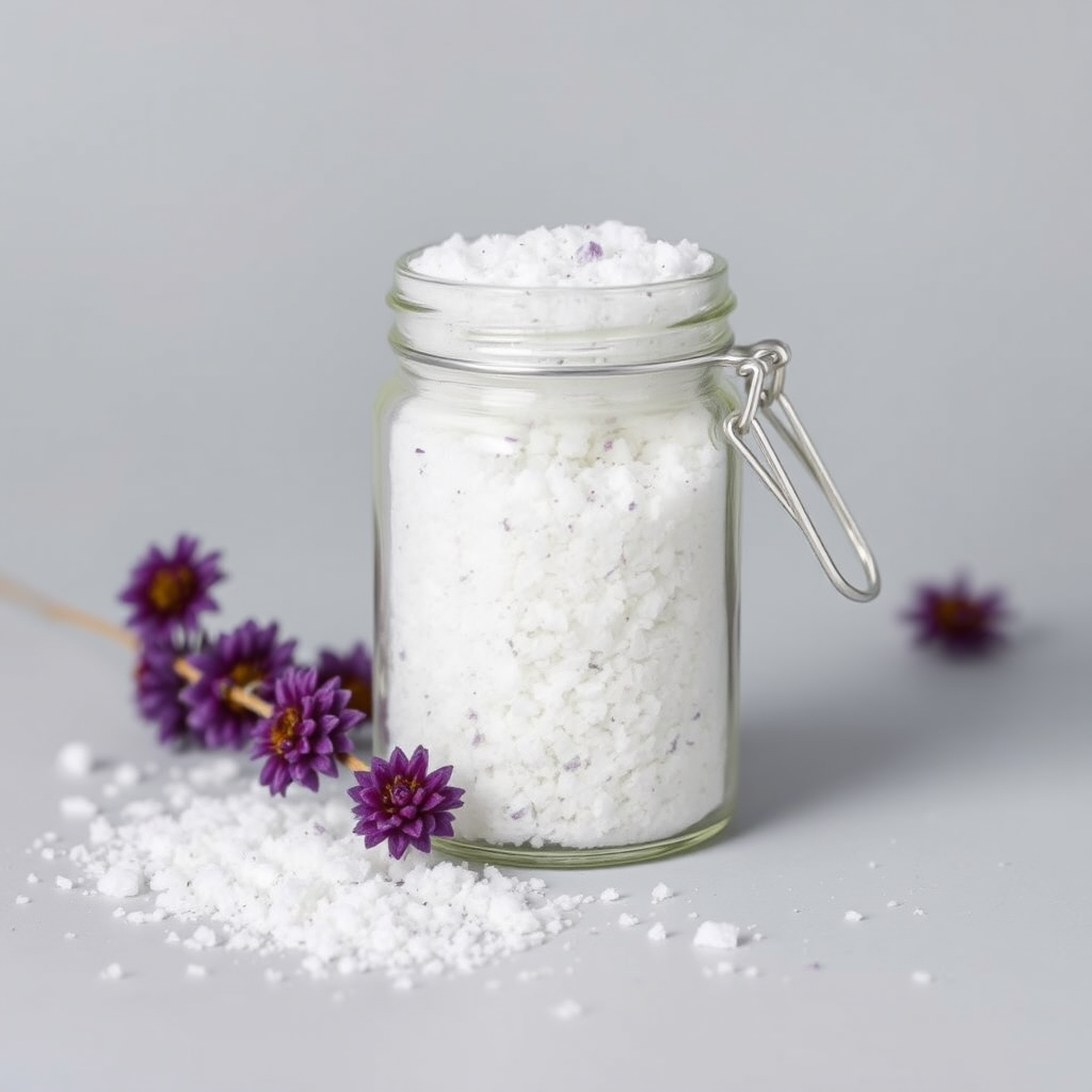 Image of a jar filled with aromatic bath salts