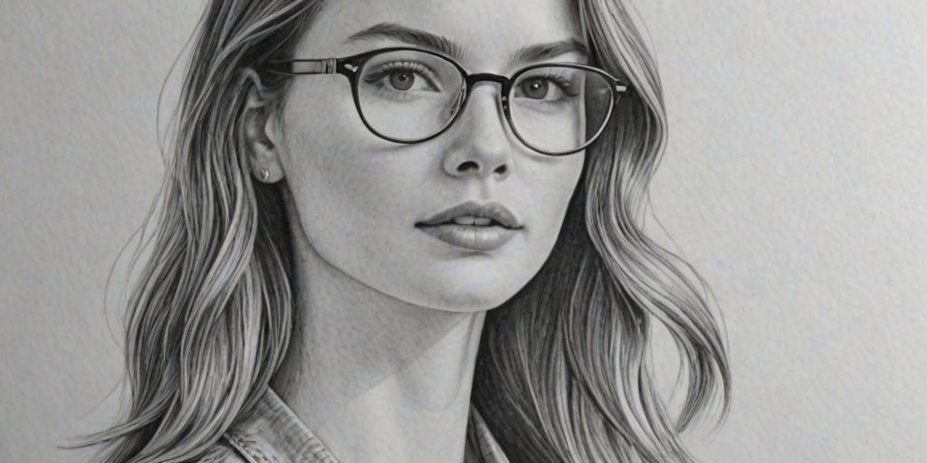 Attractive Behati Prinsloo, pencil sketch, portrait of Stunning woman 1958s in glasses, hair style beatnik, outline, clear lines, fine lines, 8k