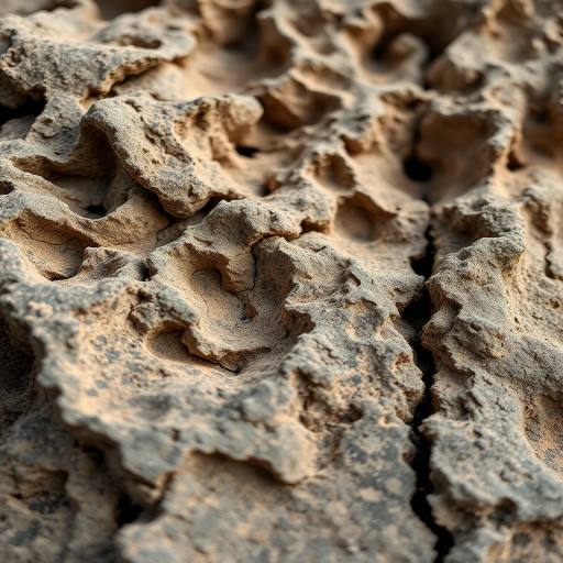 Generate a highly detailed close-up of a textured, porous rock formation with intricate patterns and natural colors, using a DSLR camera, 50mm lens, aperture f/2.8, ISO 100, and natural lighting for enhanced depth and clarity.