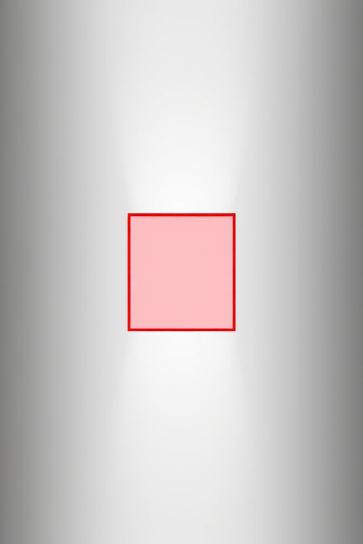 Create a high-resolution abstract image featuring a gradient background transitioning from gray to white, with a bold red rectangular center; use a DSLR camera type, set to f/8 aperture, ISO 200, 1/125s shutter speed, and capture from a straight-on view for optimal clarity and detail.