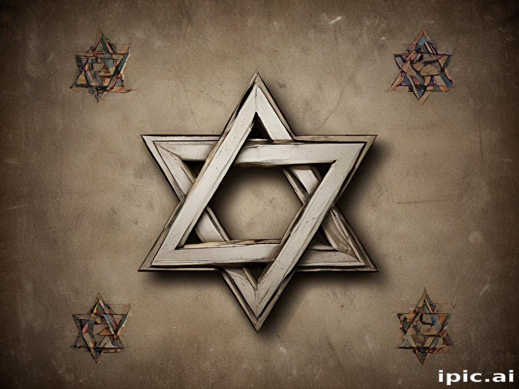 Intricate Star of David Design Surrounded by Colorful Geometric Patterns