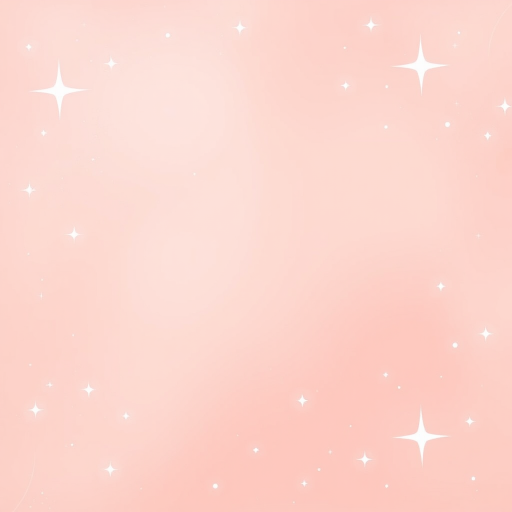 Create a smooth gradient background transitioning from light pink to pale peach with scattered white stars and small sparkles throughout the design for a dreamy aesthetic.