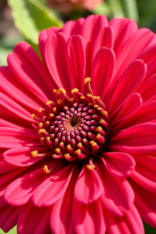 high-resolution illustration of a zinnia flower with detailed petals and leaves, natural lighting, shot at f/2.8 aperture, 50mm lens, DSLR camera, close-up view