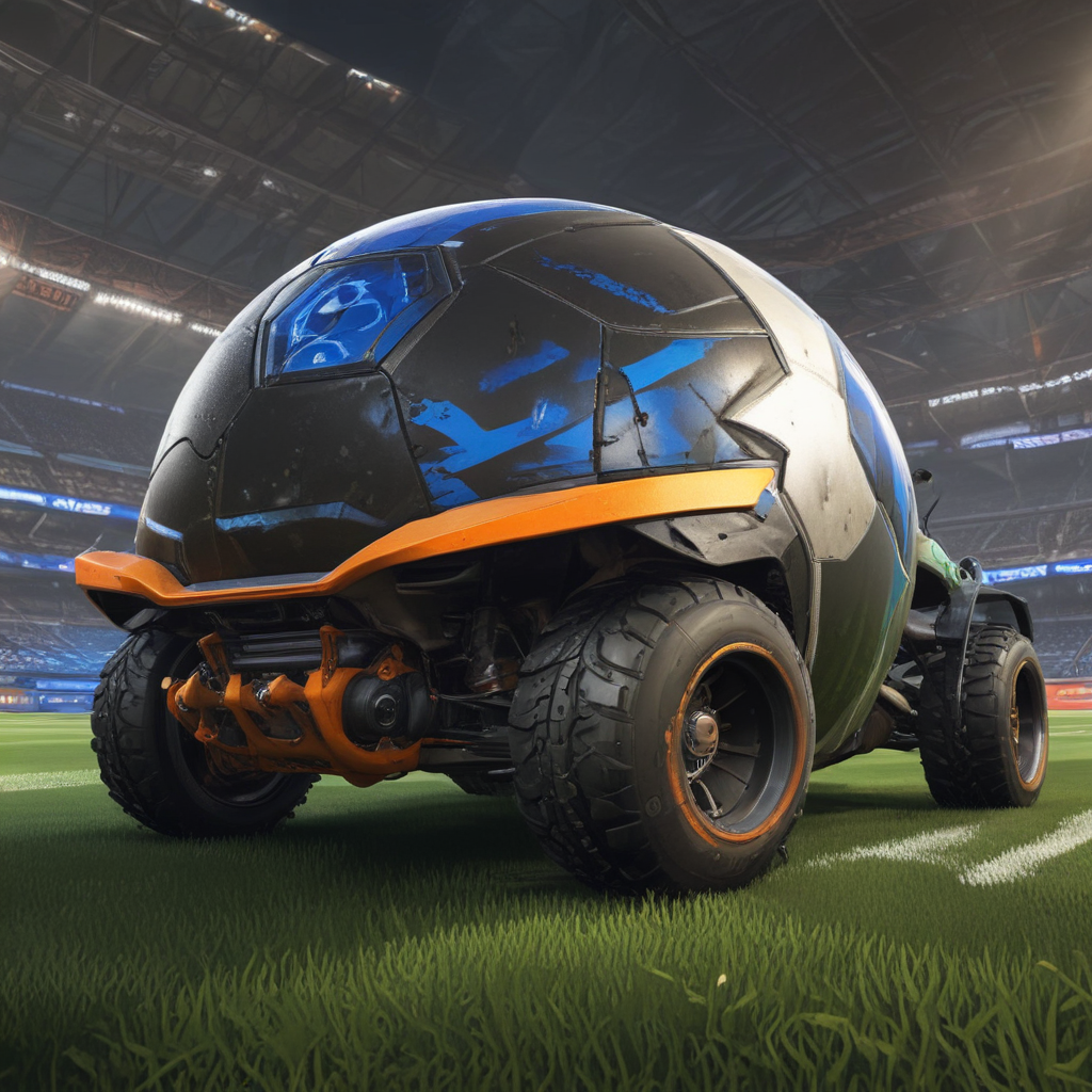 Rocket league car with big soccer ball
