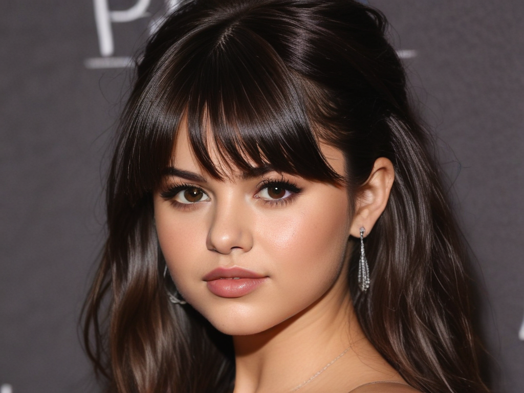 selena gomez hair with bangs