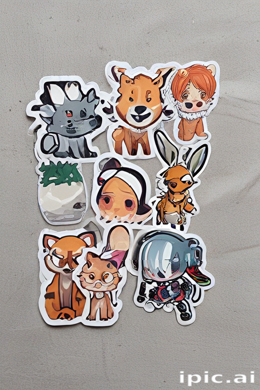 A Colorful Collection of Cute Animal and Character Stickers on Display.