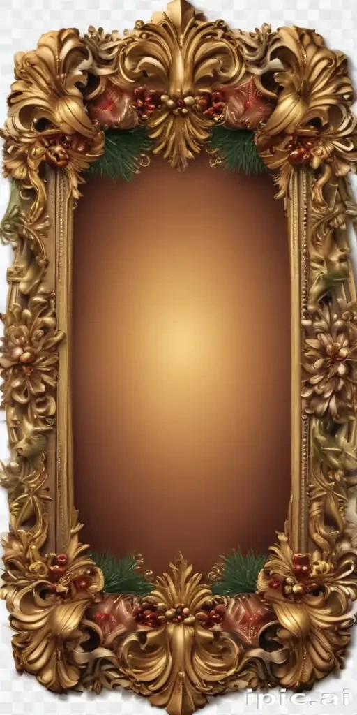 Elegant Vintage Frame Adorned with Festive Decorations for Holiday Memories